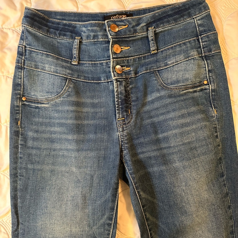 Refuge High Rise Blue Denim Skinny Jeans